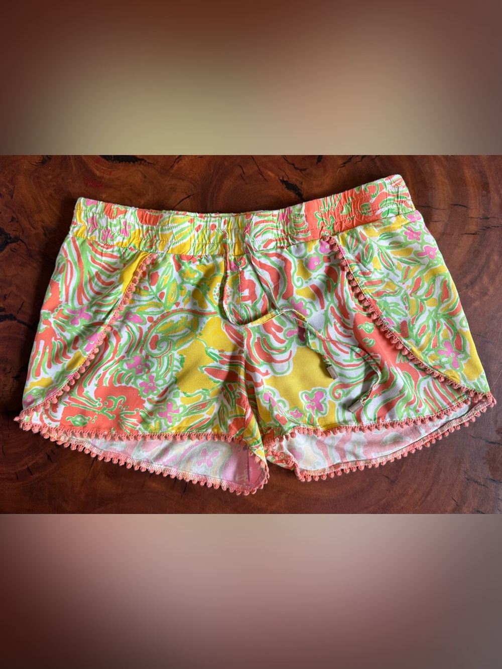 Lilly Pulitzer Yellow & Orange Floral Print Pull-On Shorts
